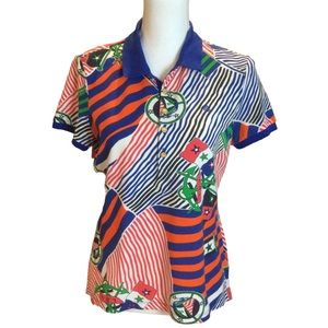 Lauren Ralph Lauren Nautical Print Pullover Knit Top Size Medium